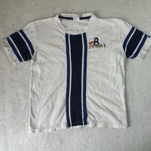 VTG 90s Tommy Hilfiger Vertical Stripe T-Shirt Kids 6 White Blue Hilfiger 88